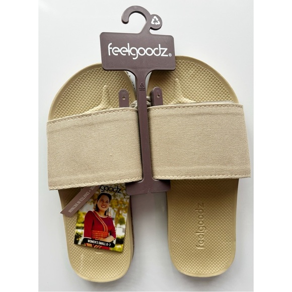 Feelgoodz • NWT Khaki Easy Day Slide On Sandals - Picture 1 of 5